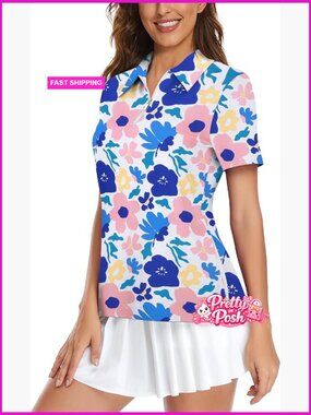 Polyester Spandex 1/4 Zip Polo Golf Shirt UPF50+ Moisture Wicking